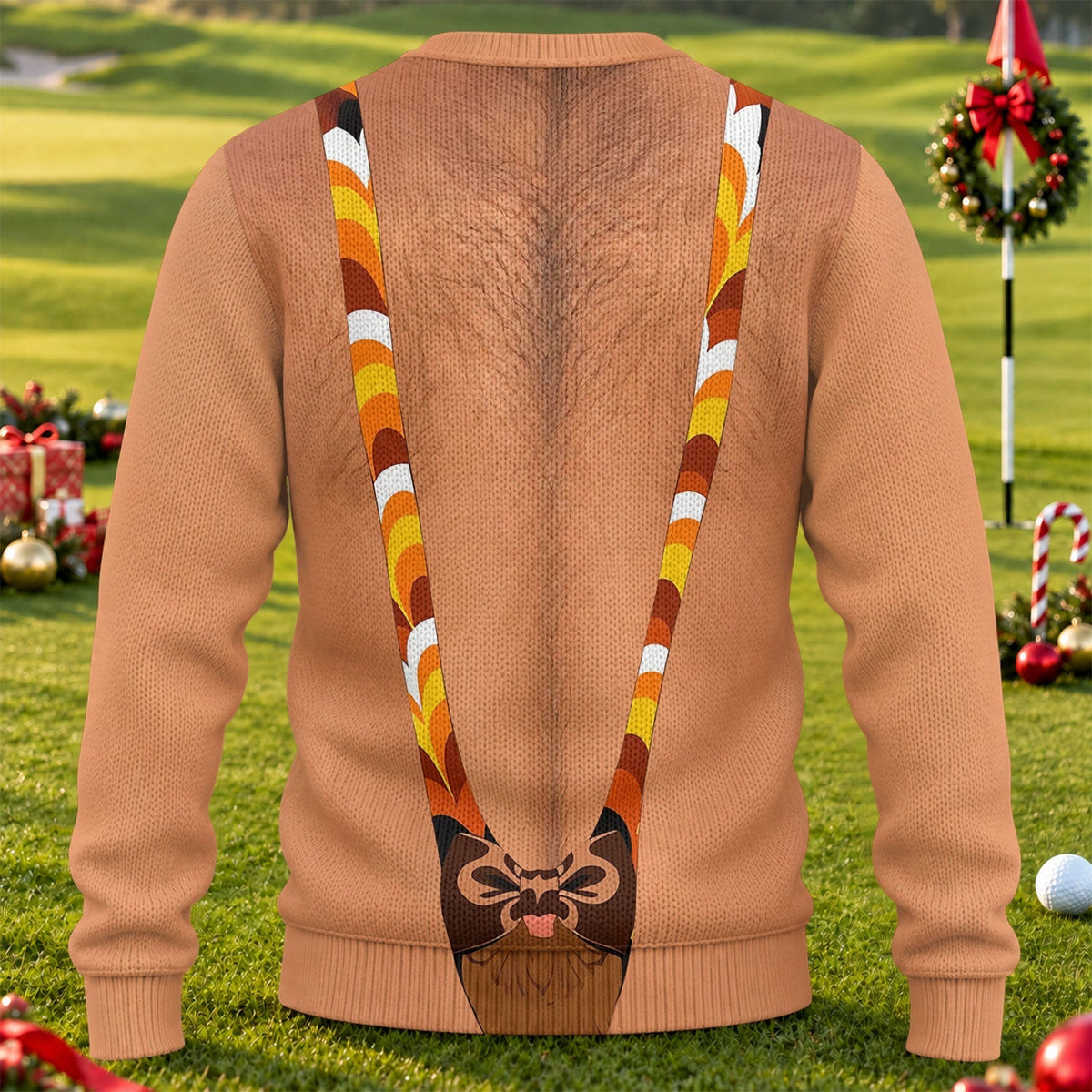 Funny Turkey Suspenders Ugly Christmas Sweater, Thanksgiving Golf Shirt, Golf Lover Gifts