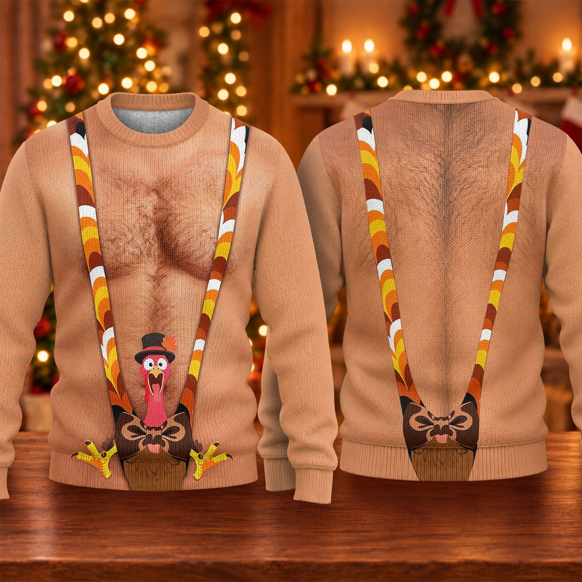 Funny Turkey Suspenders Ugly Christmas Sweater, Thanksgiving Golf Shirt, Golf Lover Gifts