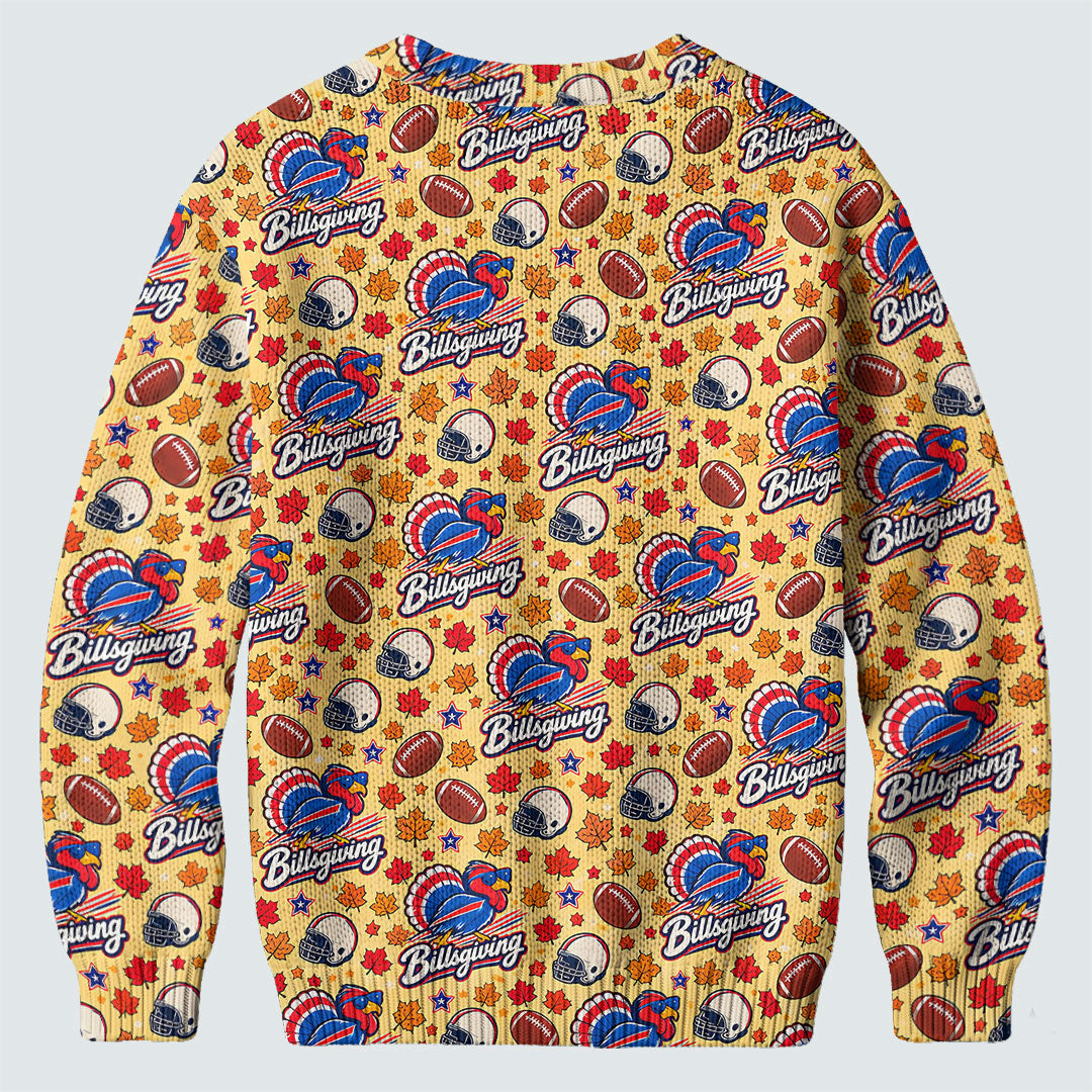 Yellow Football Leaves Ugly Christmas Sweater, Thanksgiving Golf Shirt, Funny Xmas Gift