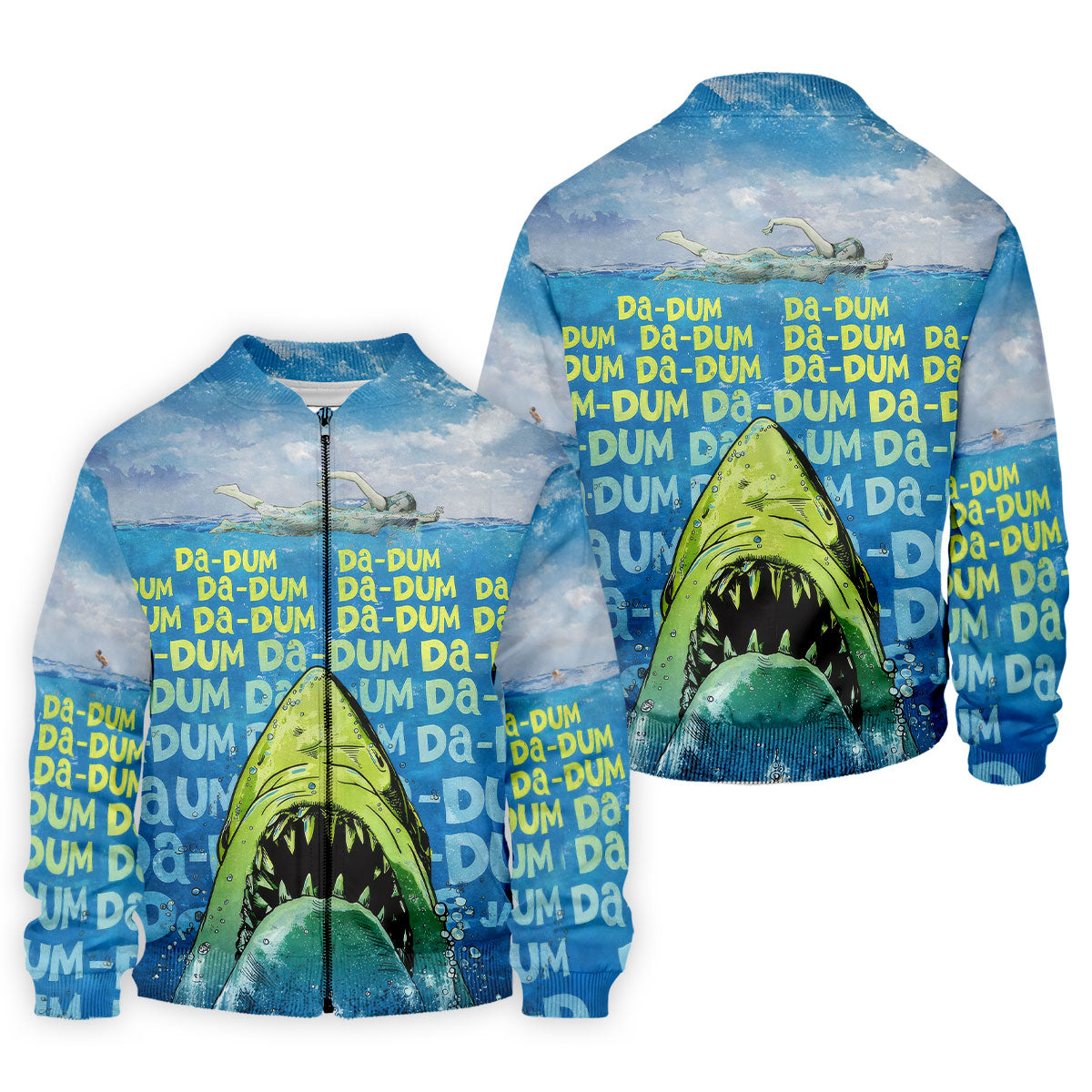 Funny Shark Da Dum Ocean Attack Golf Polo Shirt, Golf Shirts For Men, Printed Golf Shirts