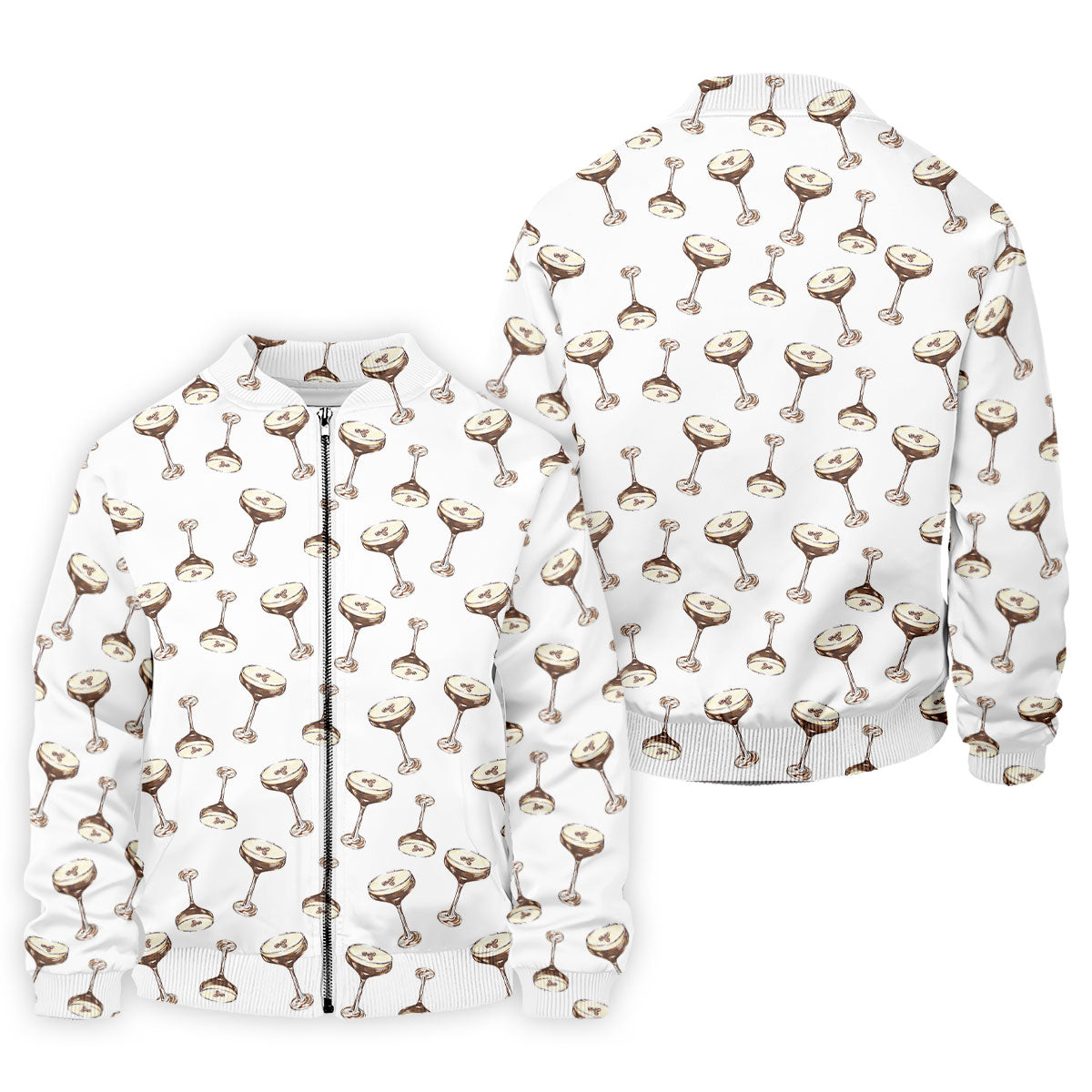 Expresso Martini Doodle Seamless Pattern Hawaiian Golf Shirt, Polo Shirts For Men