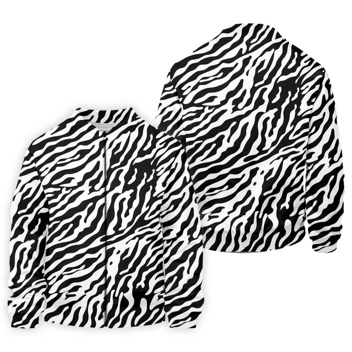 Zebra Print Golf Shirt, Black White Animal Pattern Men's Golf Polo, Polo Shirts For Men