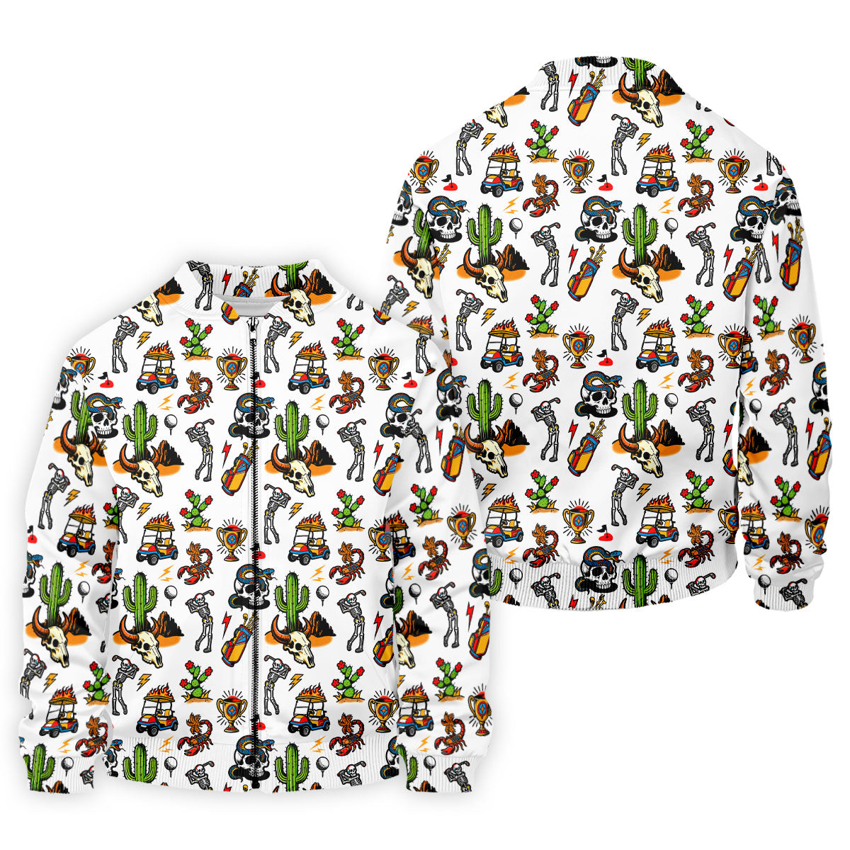 Southwestern Desert Golf Icons Pattern Polo Shirt, Mens Golf Shirts, Hawaiian Golf Shirt