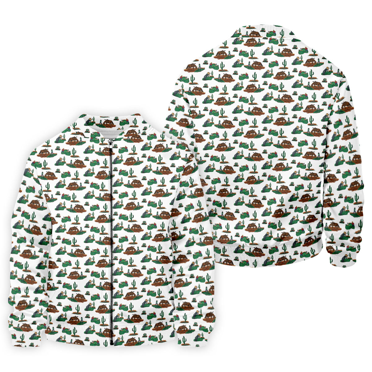 Western Golf Course Pattern Polo Shirt, Printed Golf Shirts, Golf Polo Shirts For Men
