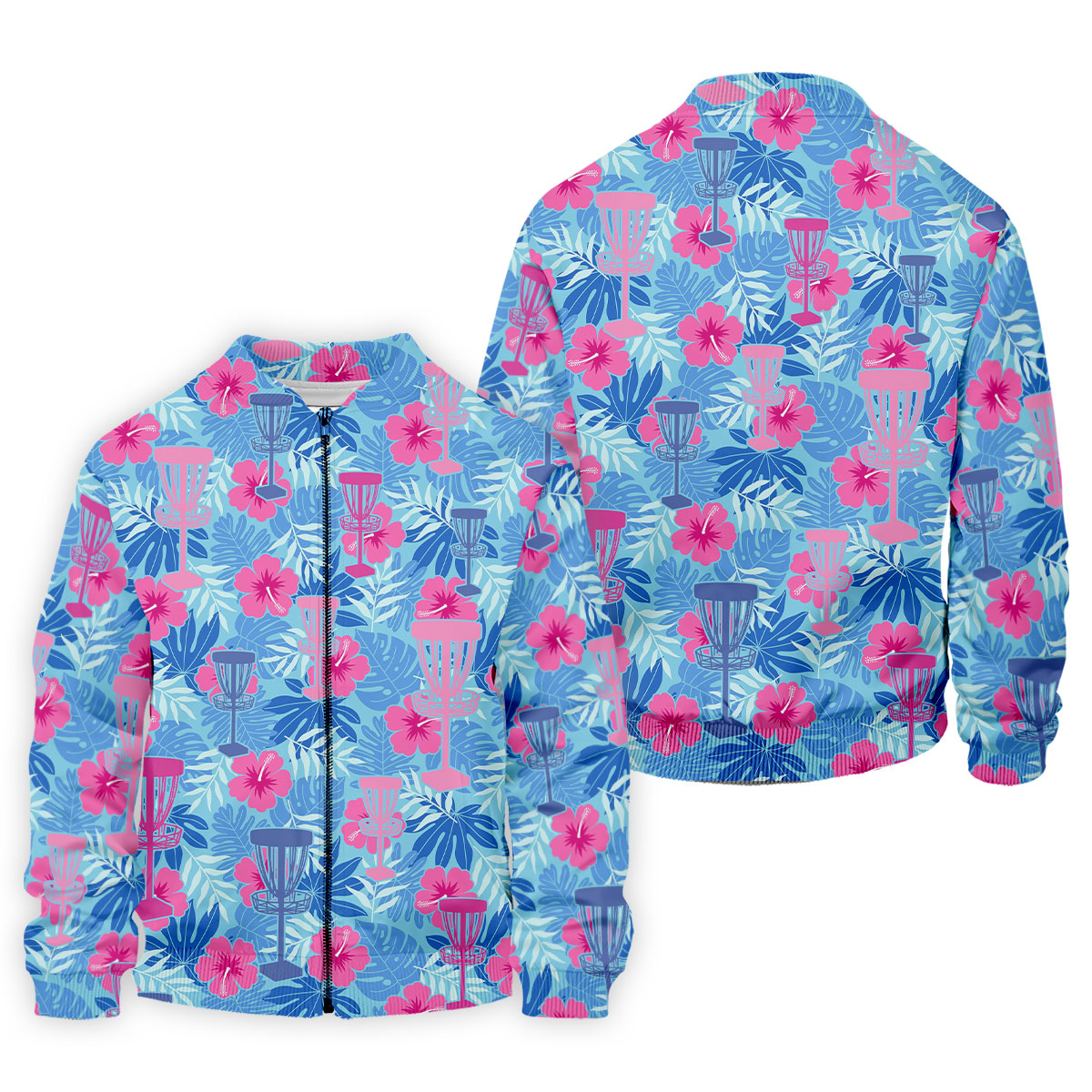 Blue Hibiscus Disc Golf Polo Shirt, Hawaiian Golf Shirt, Mens Golf Shirts