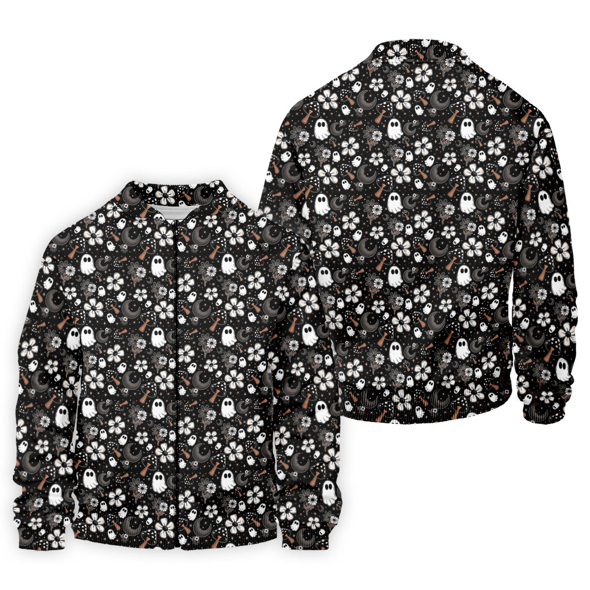 Ghost Horror Character Floral Halloween Golf Polo Shirt, Halloween Shirt, Mens Golf Shirt