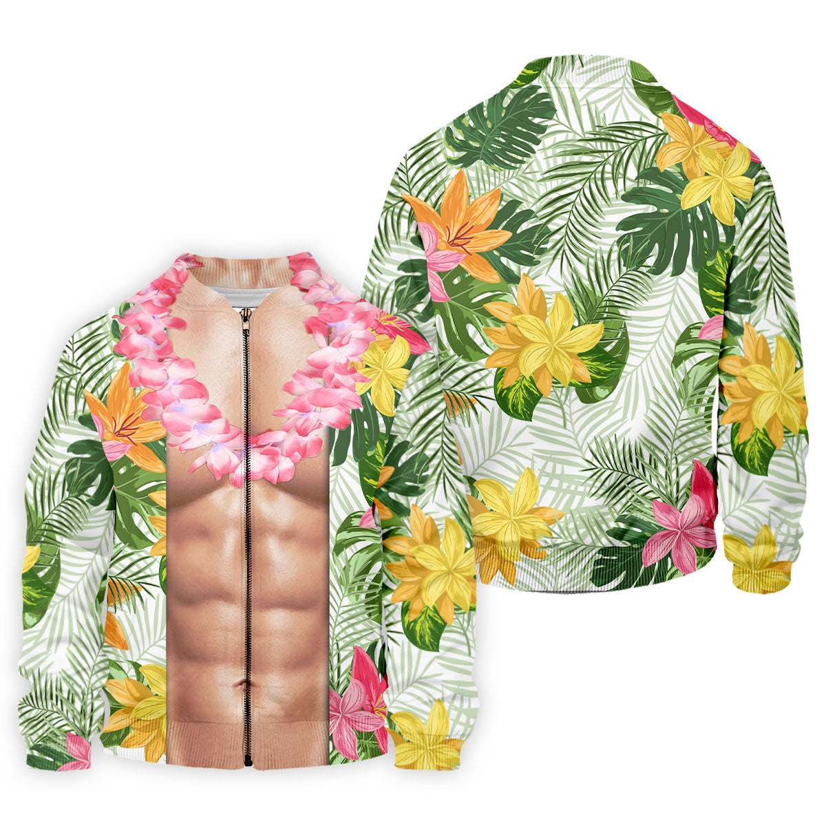 Light Skin Tropical Muscle Chest Hawaiian Golf Polo Shirt, Hawaiian Golf Shirt, Men's Golf Shirt