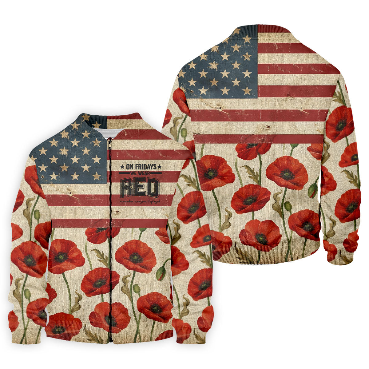 On Fridays We Wear RED Poppies US Flag Golf Shirts, 250 Years Patriotic Golf Shirts For Men