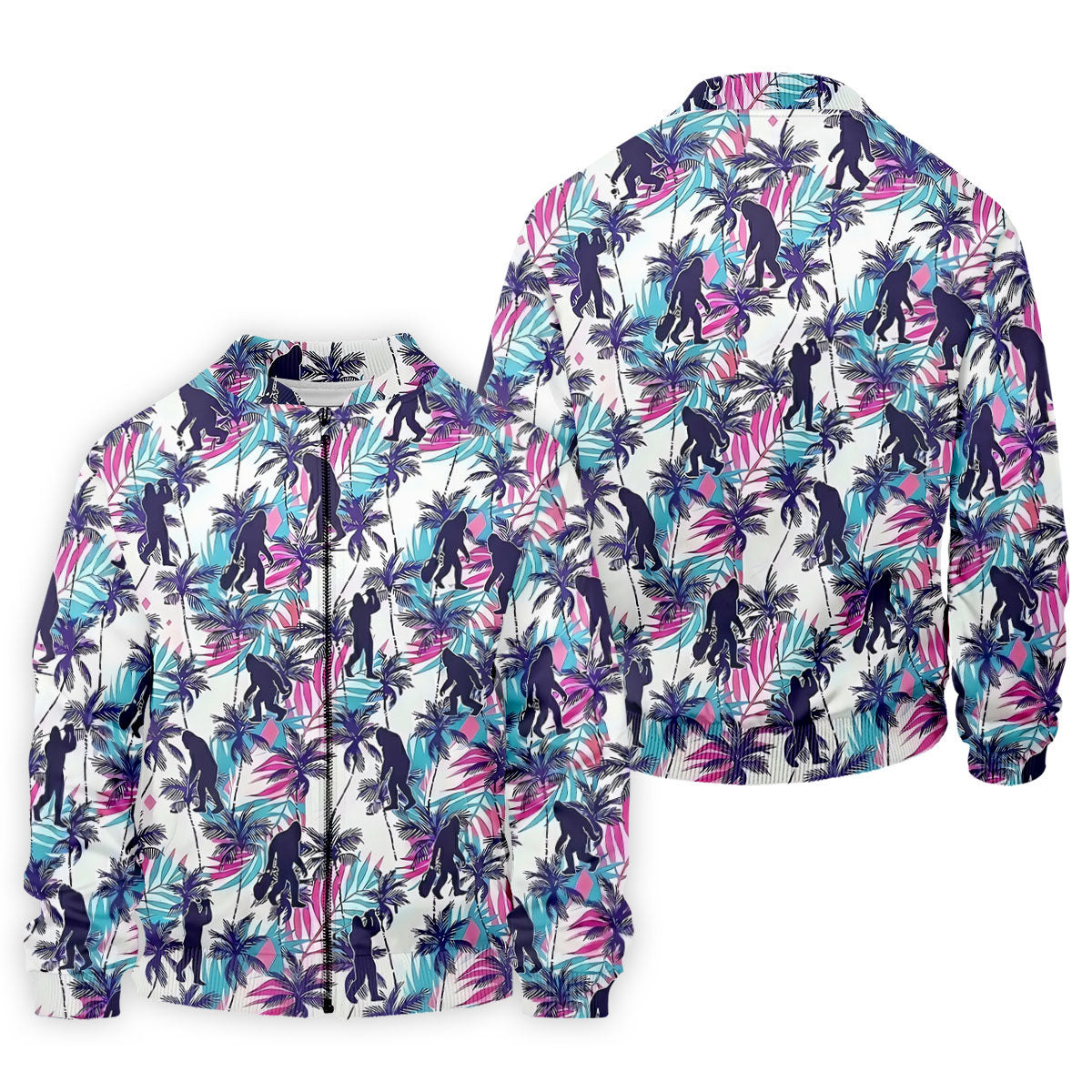 Funny Bigfoot Golfer Tropical Palm Pattern Polo Shirt, Golf Shirts For Men, Printed Golf Shirts