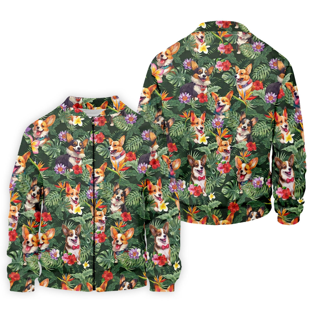 Tropical Corgi Dog Hawaiian Golf Polo Shirt, Hawaiian Golf Shirt, Golf Shirts For Men