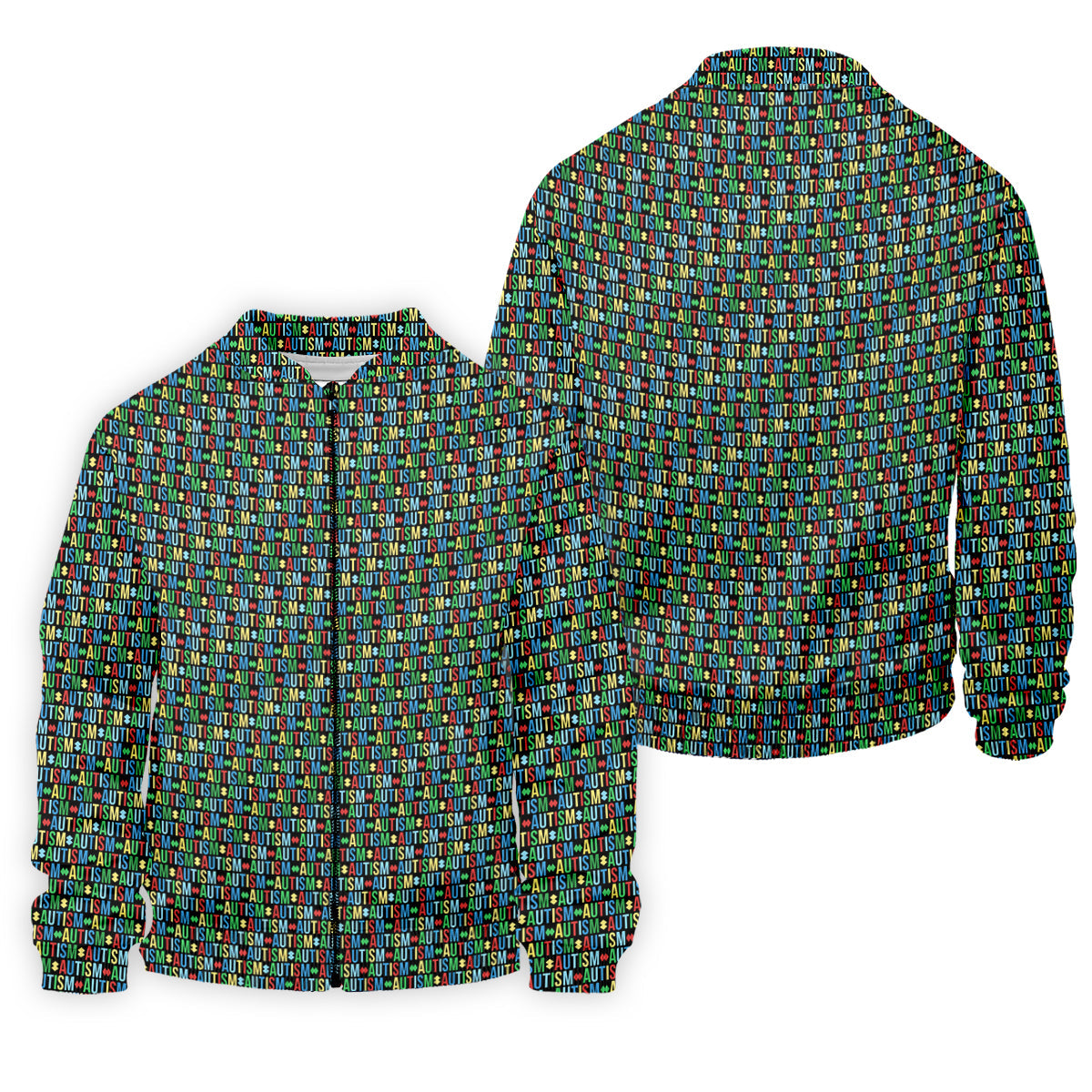 Autism Awareness Colorful Letters Seamless Pattern Golf Tops For Men, Polo Shirts For Men