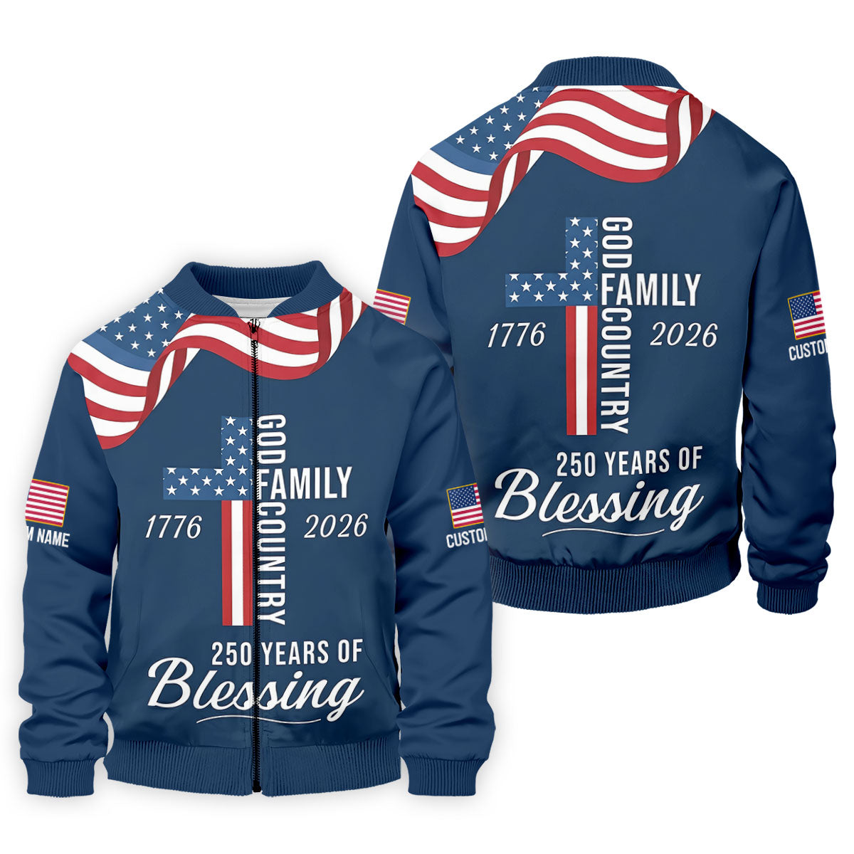 God Family Country Faith Cross 250 Years Of Blessing US Flag Golf Shirt, Golf Shirts For Men