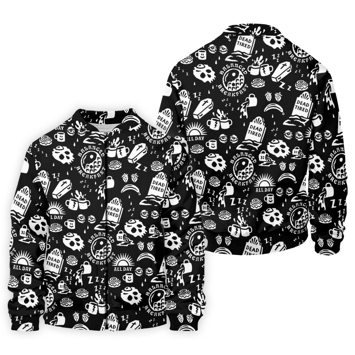Dead Tired Coffee Breakfast Pattern Golf Shirt, Men's Golf Shirt, Golf Polo Shirts For Men