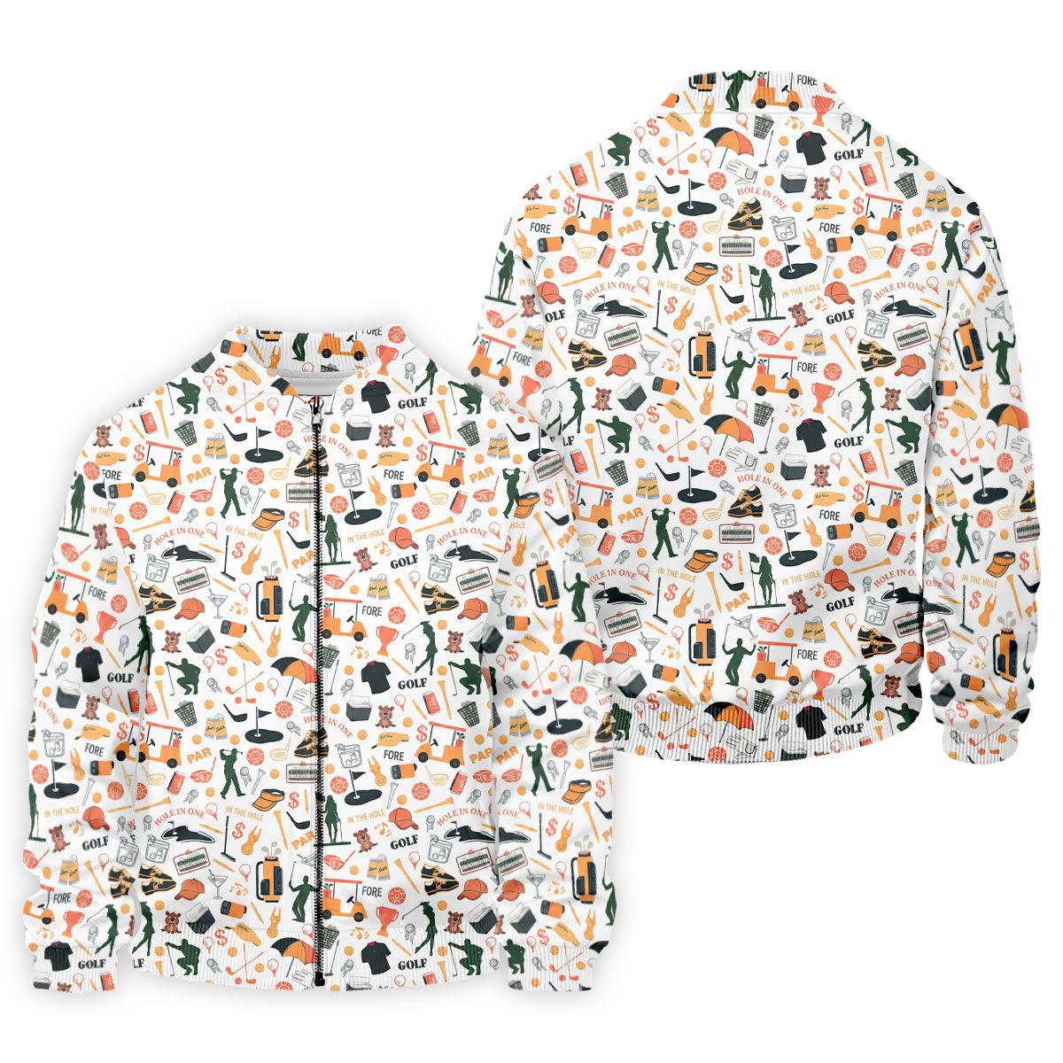Golf Equipment Cart Ball Pattern Polo Shirt, Mens Golf Polo, Printed Golf Shirts