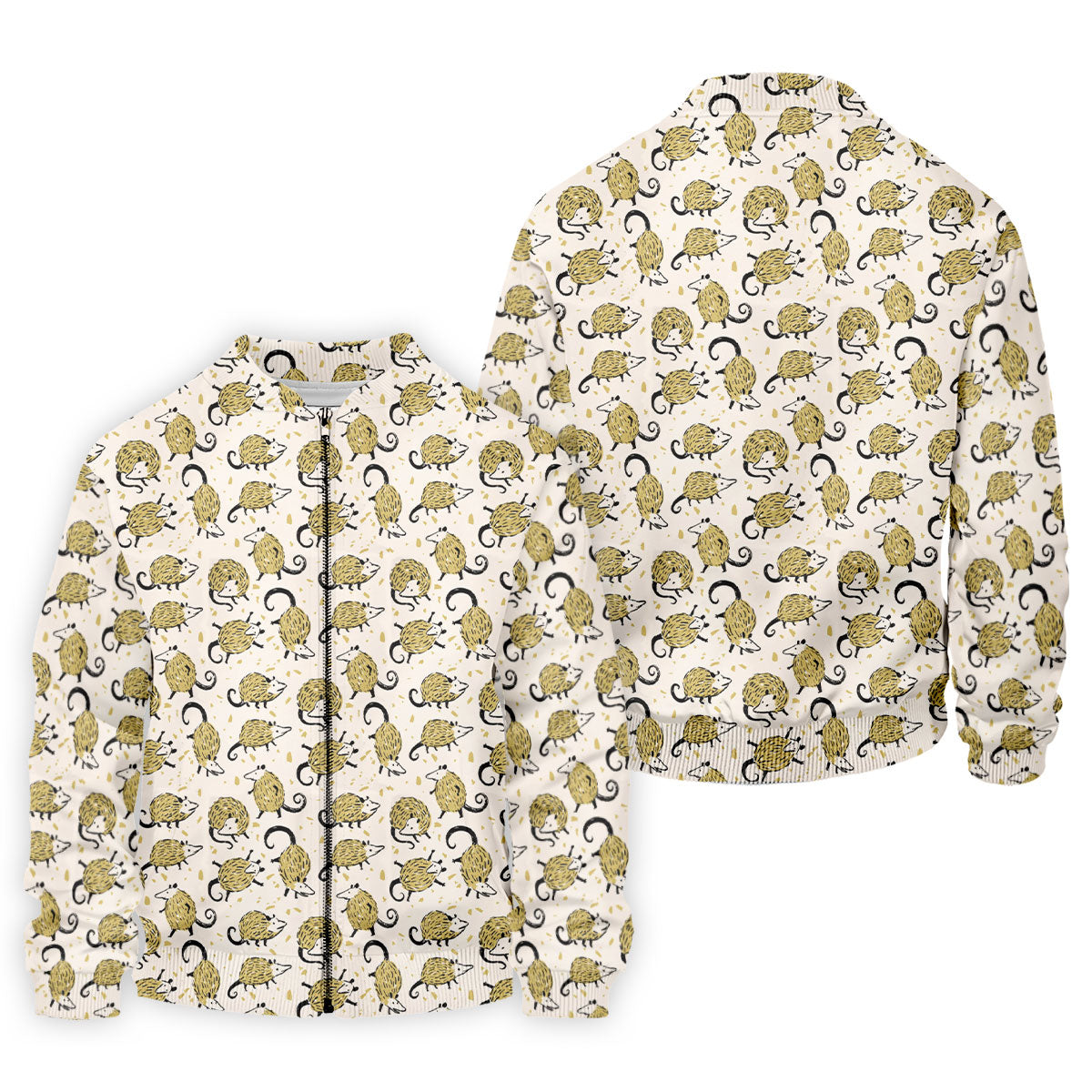 Cute Opossum Seamless Pattern Golf Tops For Men, Cute Golf Outfit, Polo Shirts For Men