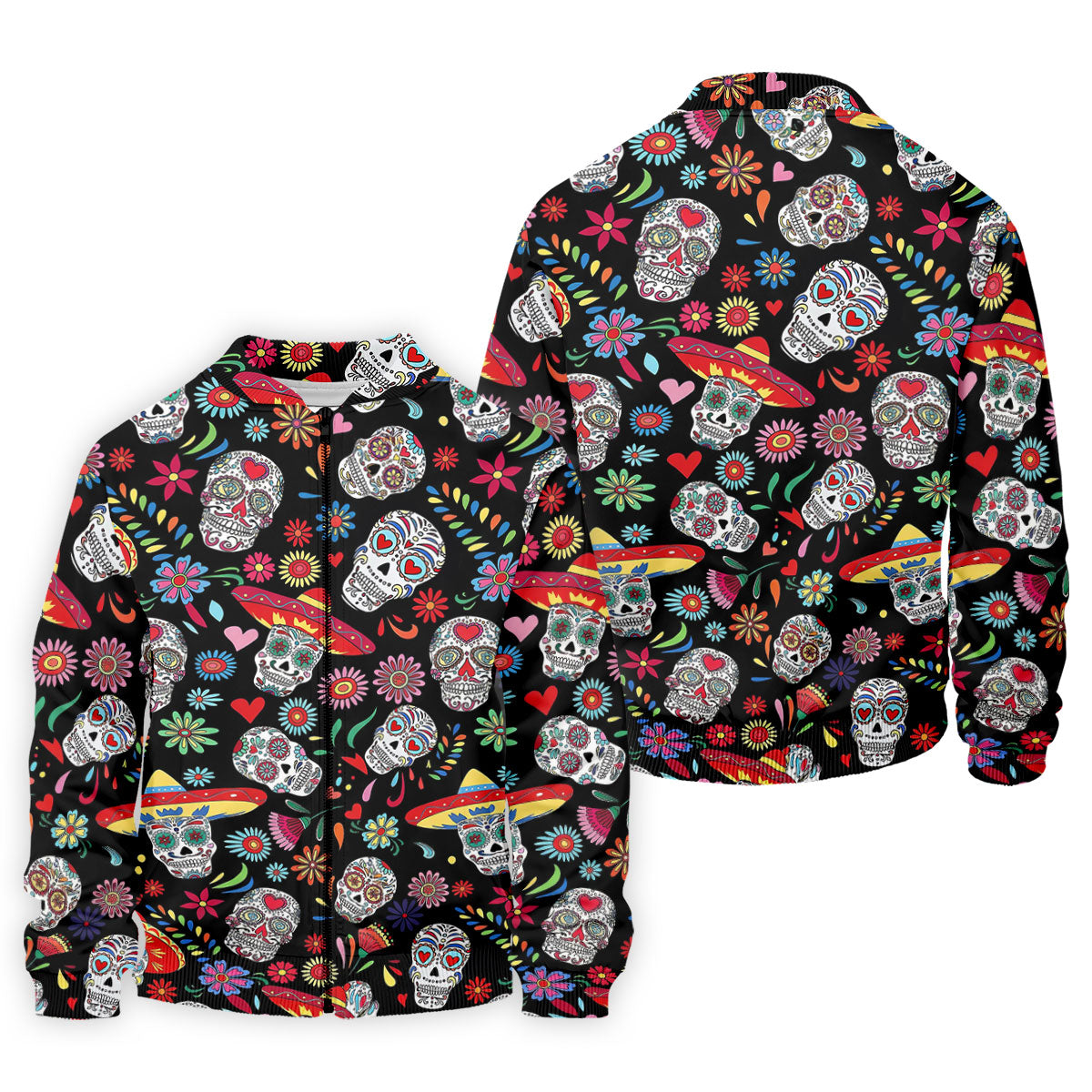 Day Of The Dead FLoral Sugar Skull Cinco De Mayo Celebration Fiesta Themed Golf Shirts For Men