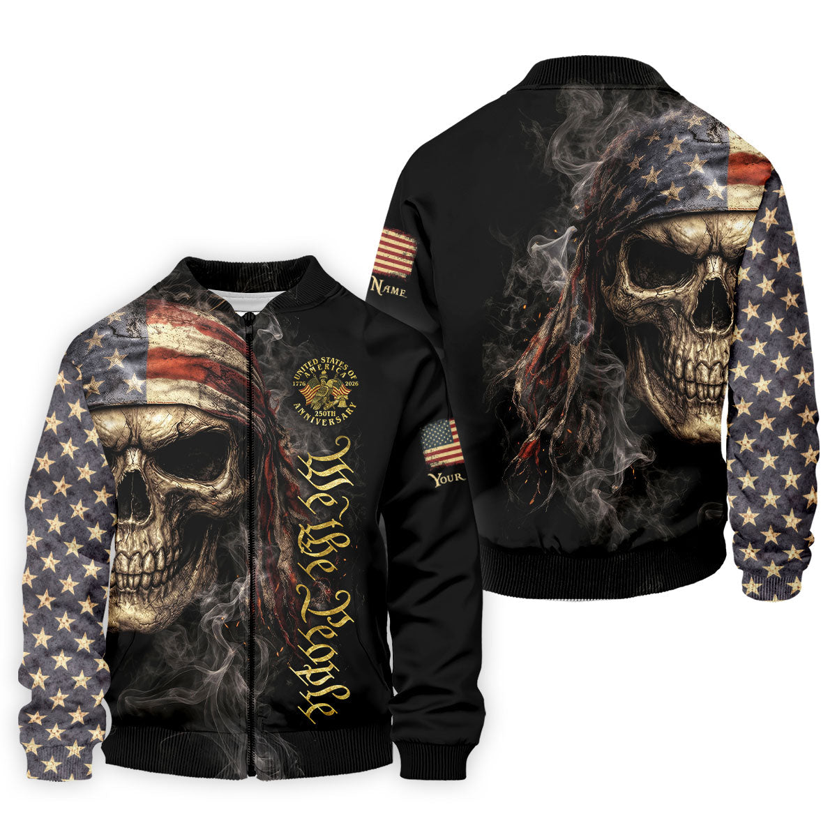 USA 250th Anniversary We The People Patriotic Skull Golf Shirt, 4th Of July Golf Shirts For Men