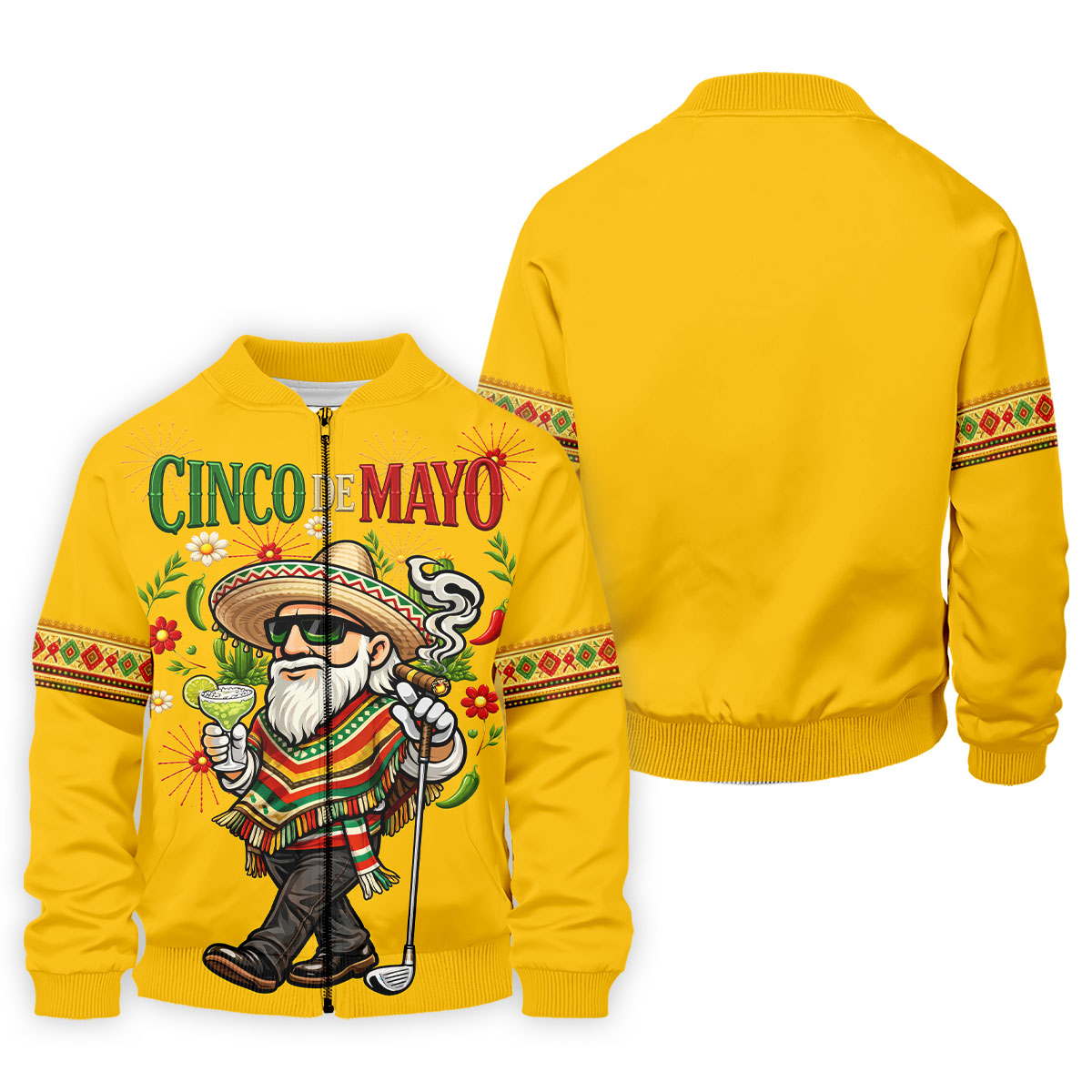 Margarita Man Cinco De Mayo Celebration Yellow Golf Shirt, Fiesta Theme Golf Shirts For Men