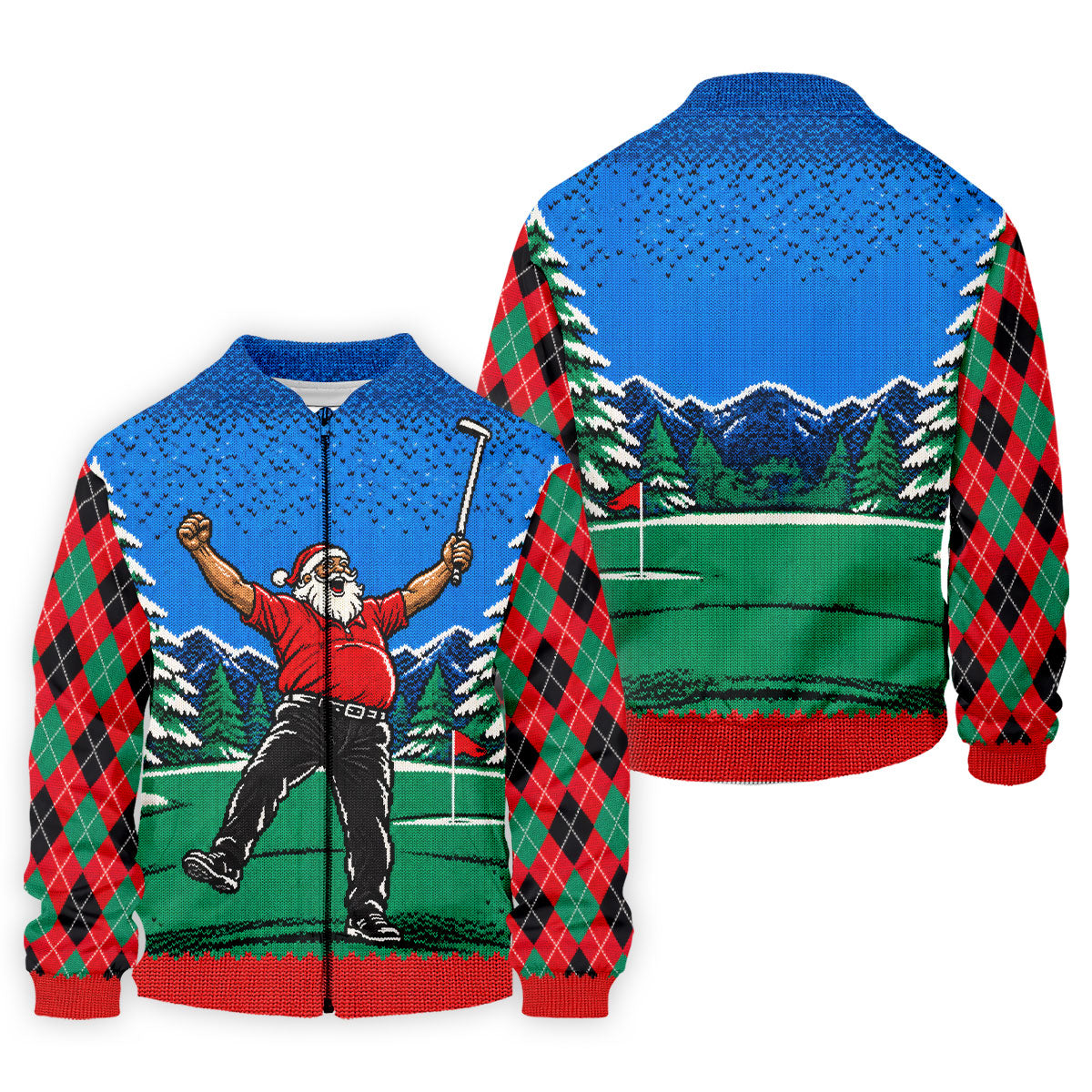 Cheering Santa Golf Scene Christmas Golf Shirt, Mens Golf Polo, Golf Shirts For Men