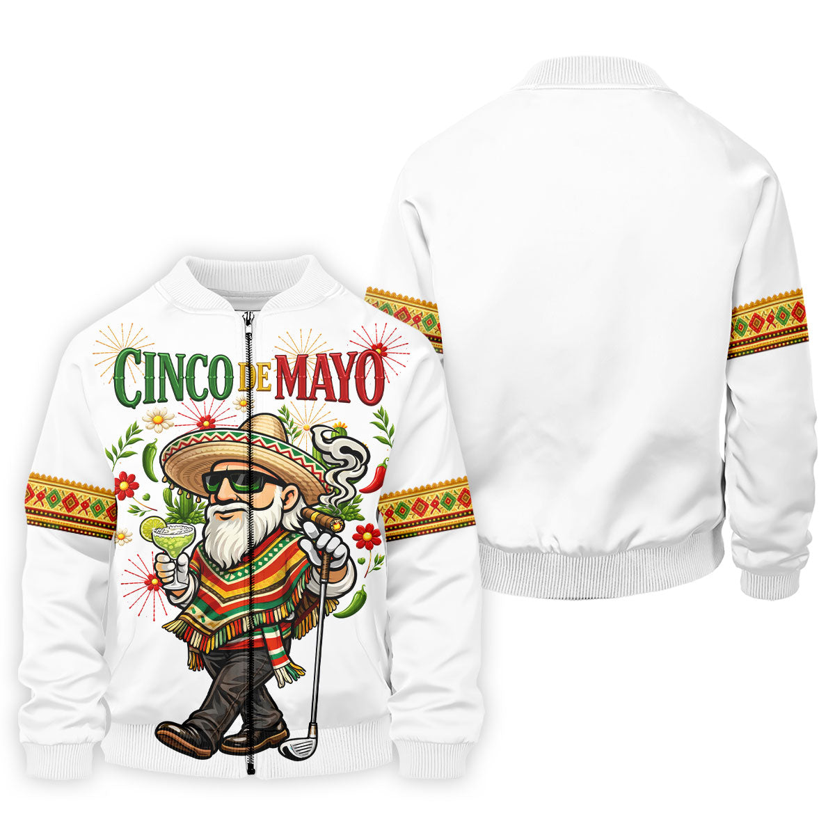 Margarita Man Cinco De Mayo Celebration White Golf Shirt, Fiesta Theme Golf Shirts For Men
