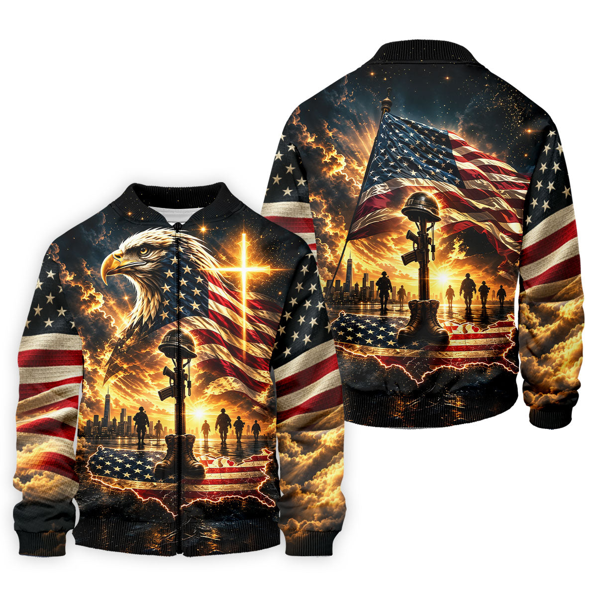 Eagle Cross Soldier Memorial Golf Polo Shirt, Veterans Day Shirt, Mens Golf Shirts