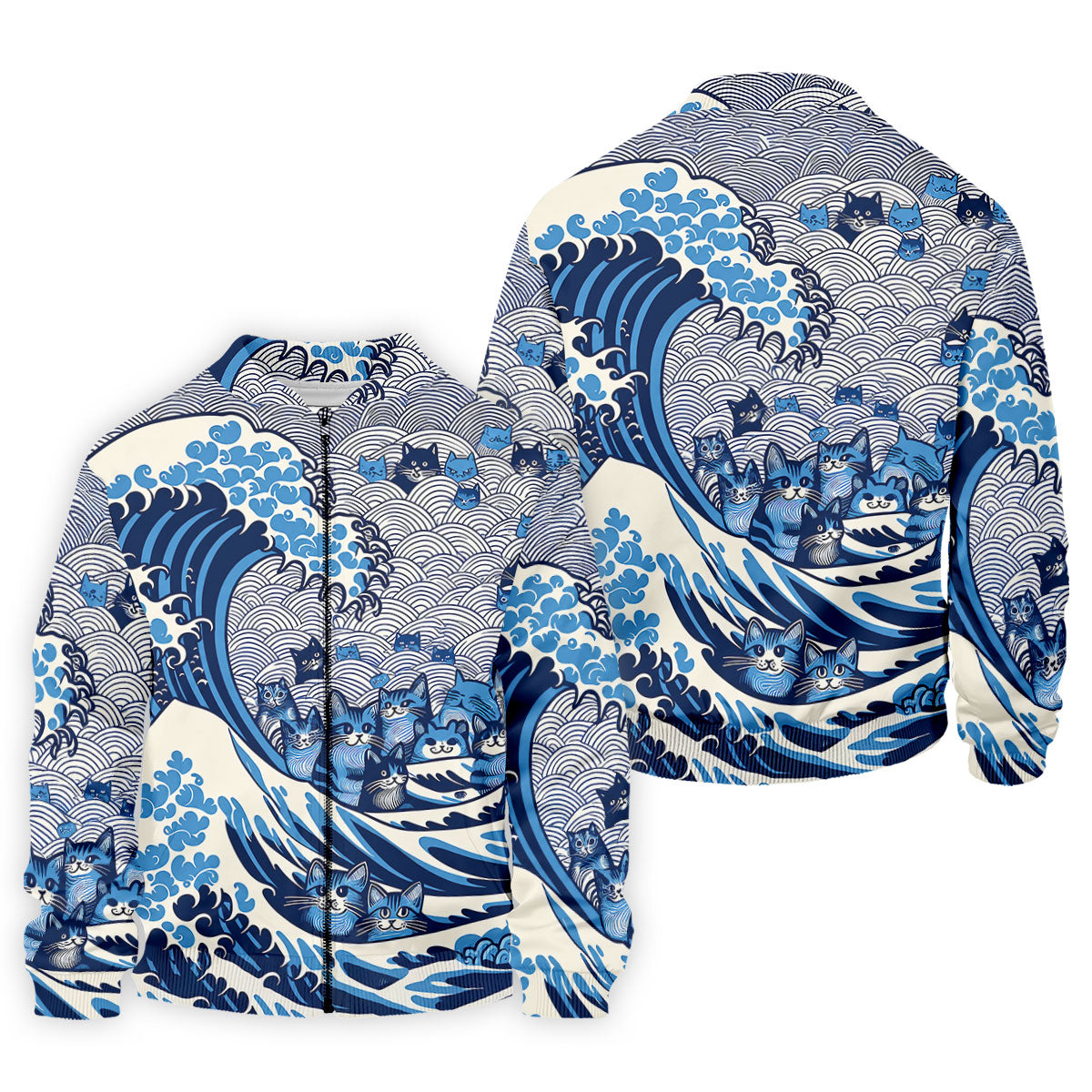 Japanese Wave Cat Hawaiian Golf Shirt, Golf Shirts For Men, Mens Golf Apparel
