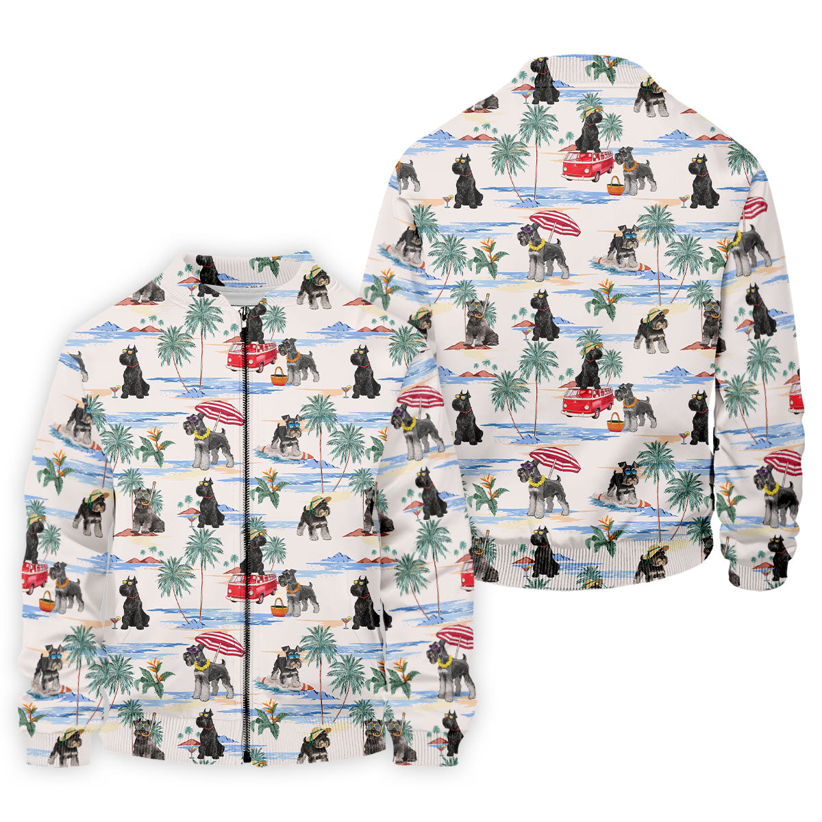 Schnauzer Beach Vacation Tropical Golf Polo Shirt, Hawaiian Golf Shirt, Golf Shirts For Men