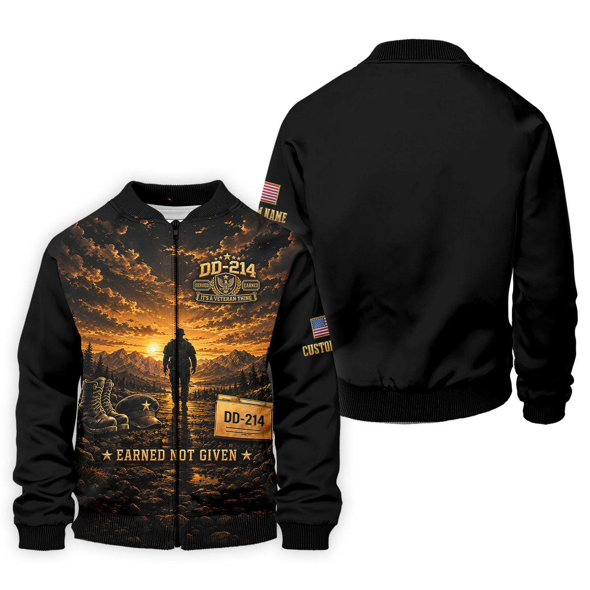 Custom DD-214 Sunset Soldier Golf Polo Shirt, Veterans Day Shirt, Mens Golf Shirts