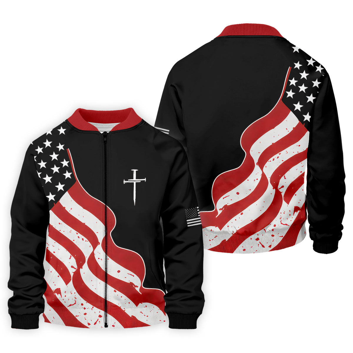 Faith Cross America 250th Anniversary 4th Of July Shirt, Patriotic Black Golf Shirts For Men