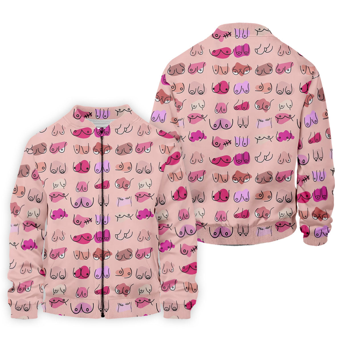 Pink Funny Boob Pattern Golf Polo Shirt, Men's Golf Shirts, Printed Golf Shirts