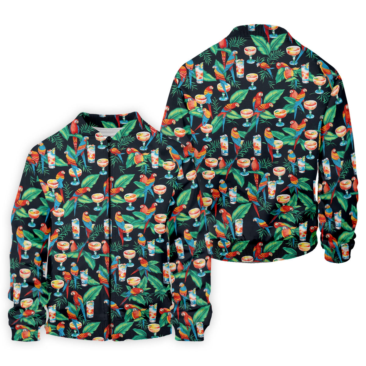 Colorful Parrots Margaritas Cinco De Mayo Celebration Fiesta Themed Tropical Pattern Golf Shirts For Men