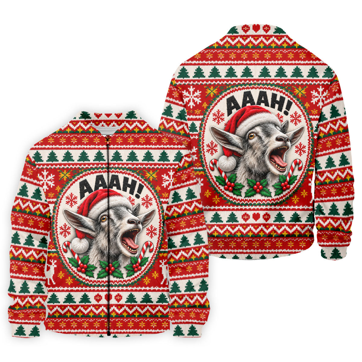 Funny Screaming Goat Christmas Golf Shirt, Golf Shirts For Men, Mens Golf Apparel