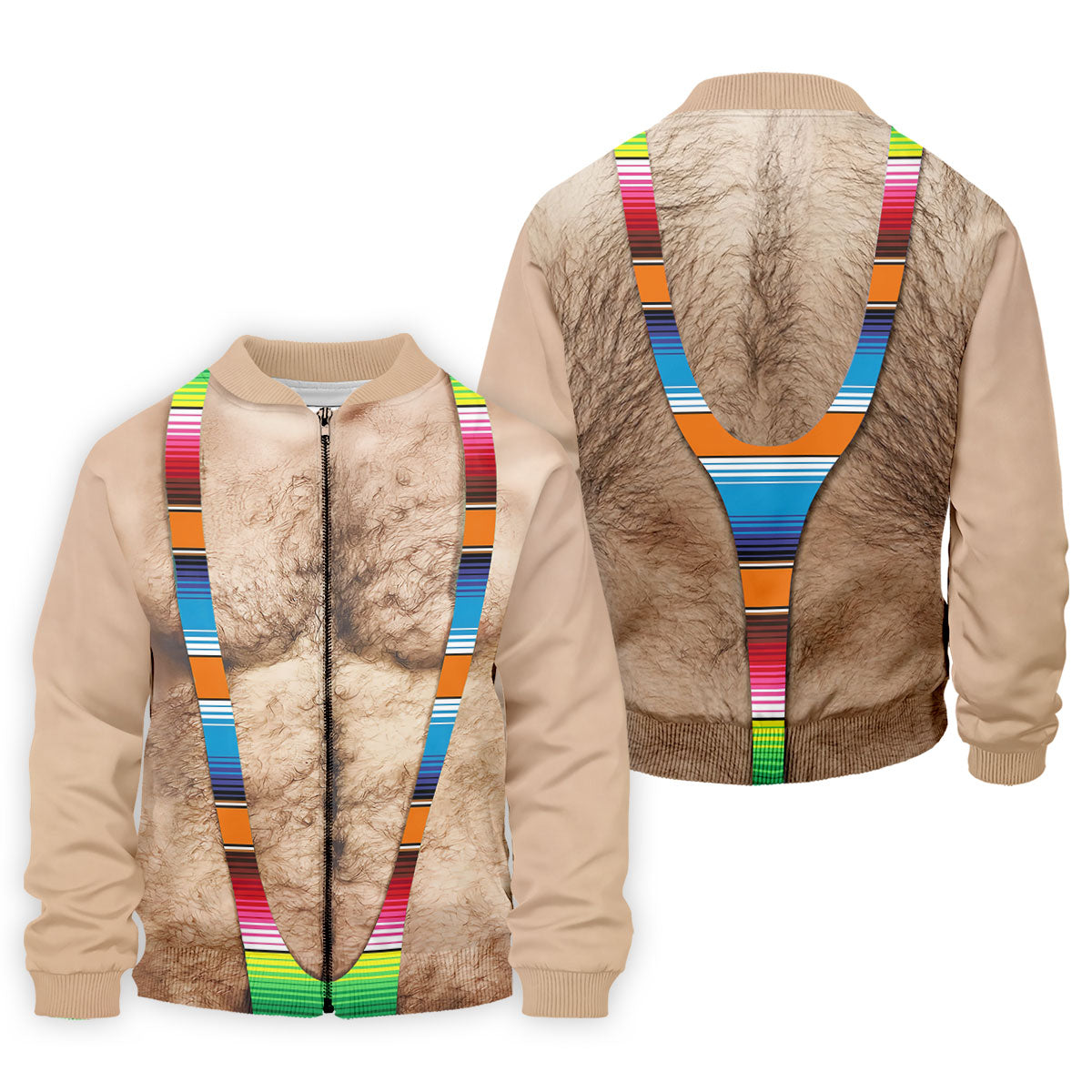 Hairy Body Serape Pattern Funny Cinco De Mayo Golf Tops For Men, Golf Shirts For Men
