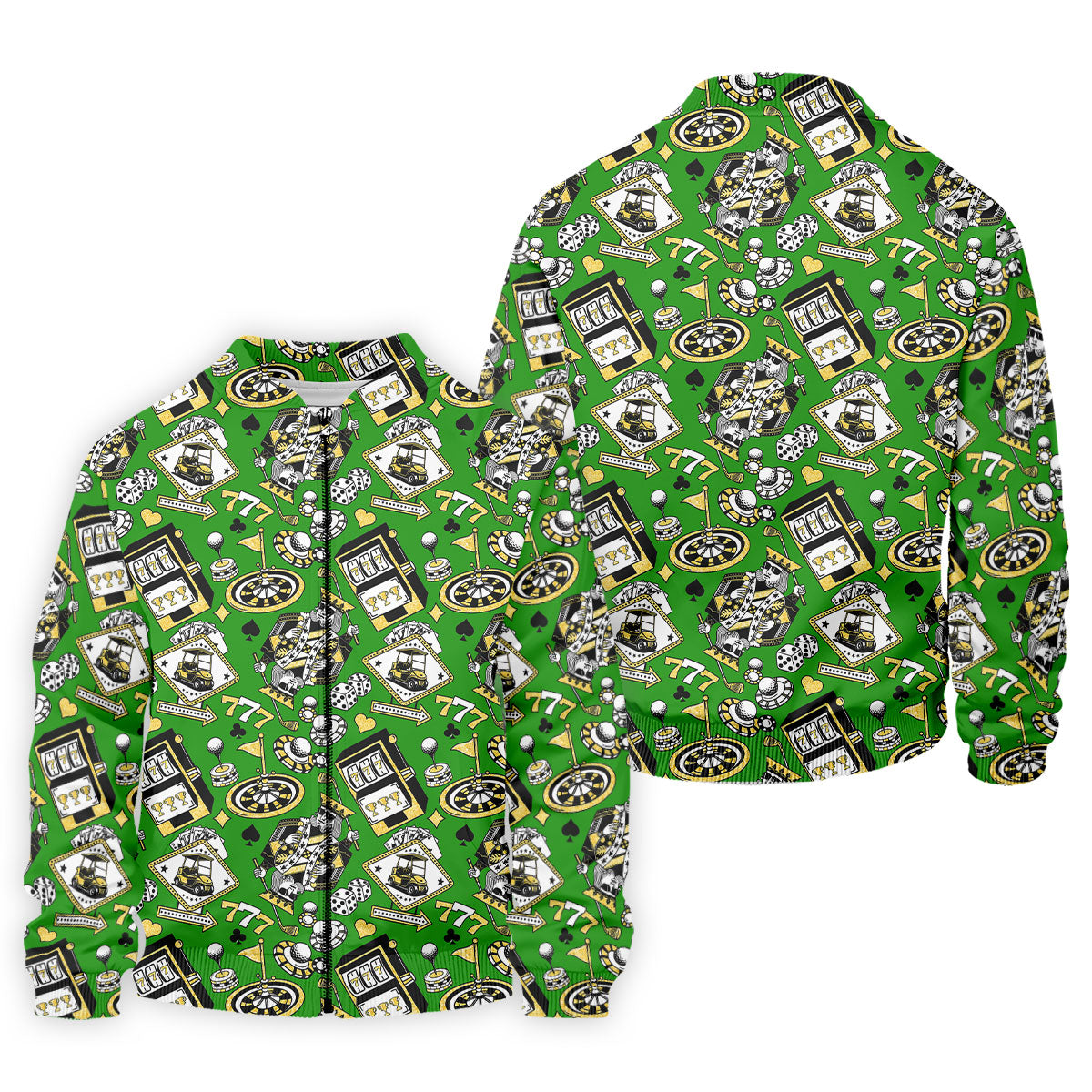 Casino Golf Pattern Green Hawaiian Golf Polo Shirt, Mens Golf Polo, Polo Shirts For Men