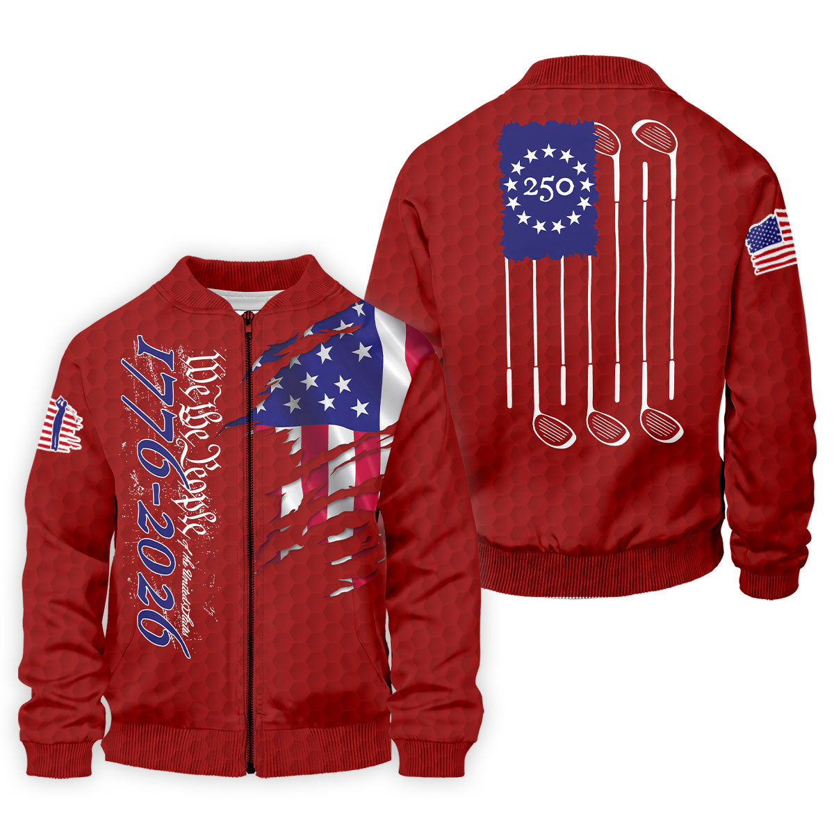 We The People Distressed American Flag Red Golf Shirt, 4th Of July Golf Shirts For Men