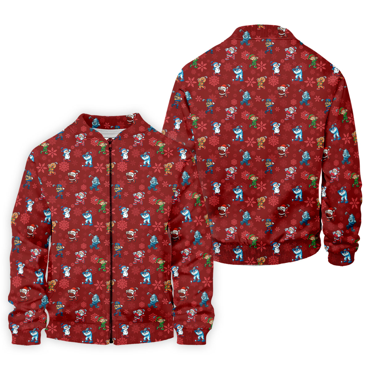 Funny Christmas Characters Golf Pose Red Golf Shirt, Christmas Golf Shirt, Polo Shirts For Men