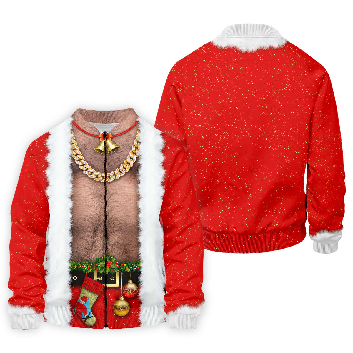 Funny Santa Gold Chain Christmas Golf Shirt, Mens Golf Polo, Golf Apparel For Men