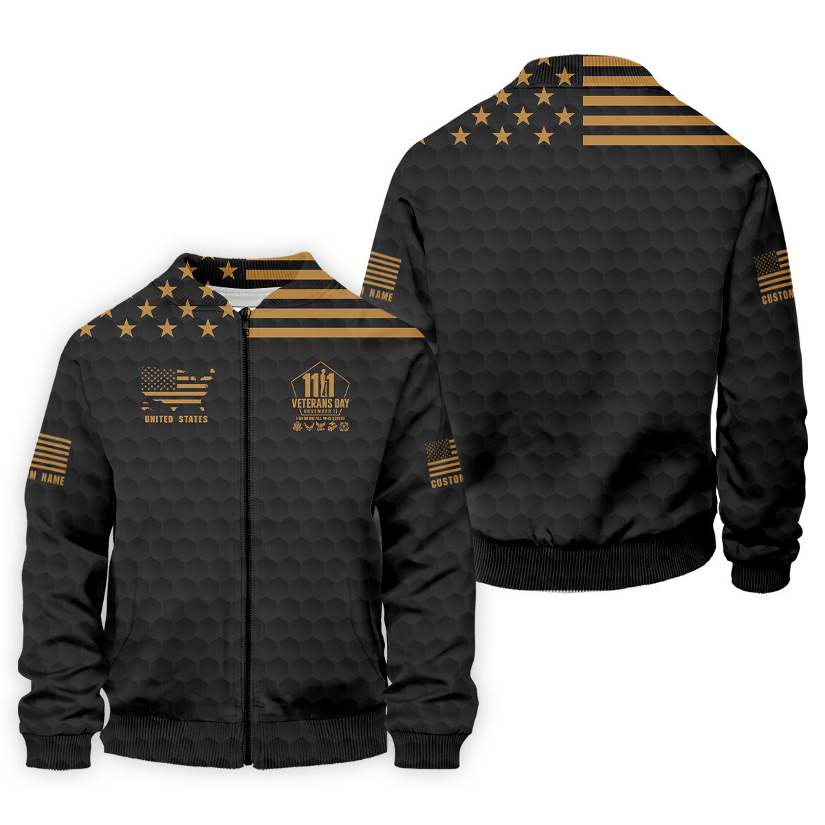 Custom Name Gold Star Veterans Day Polo Shirt, Mens Golf Shirts, Golf Apparel For Men