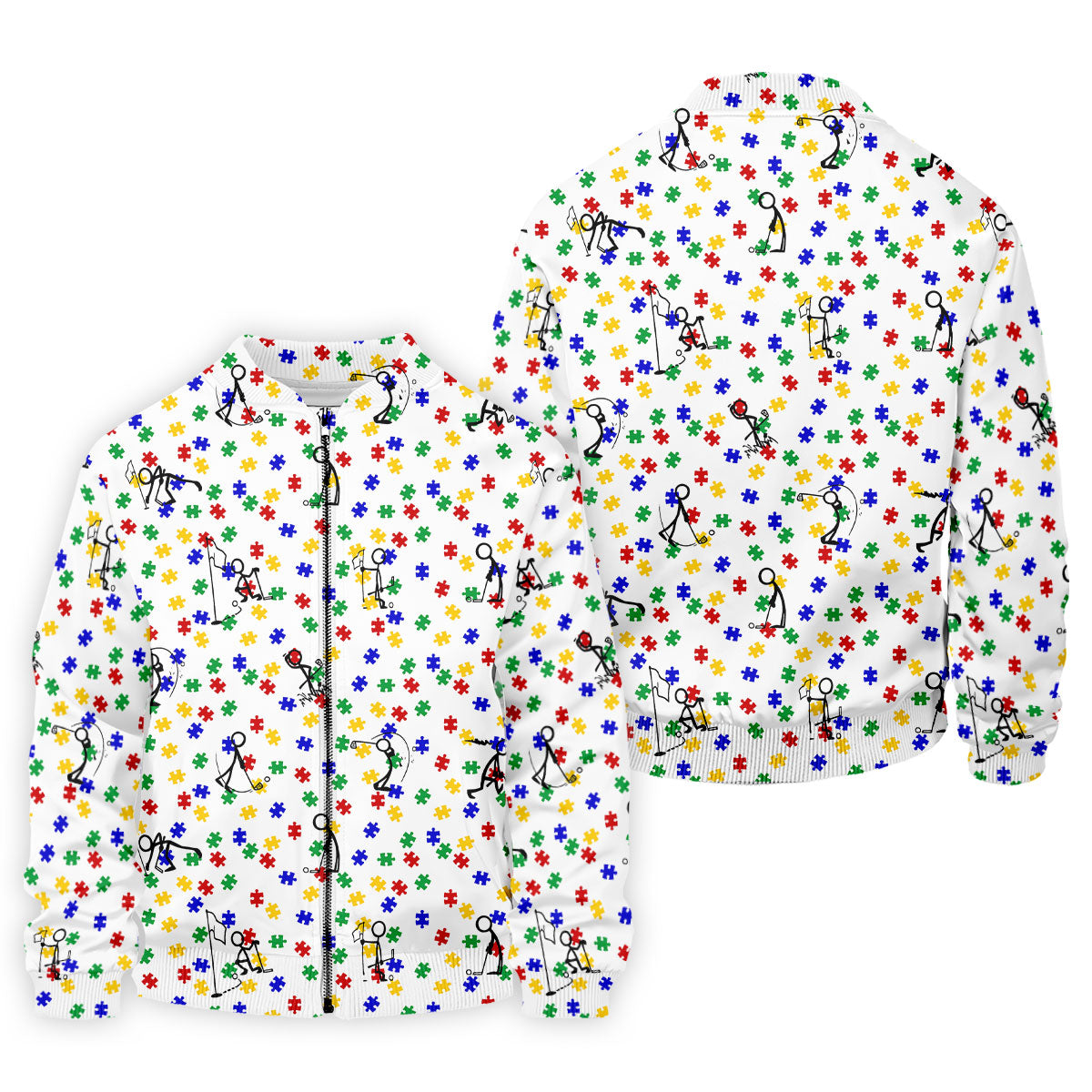 Funny Stick Figure Autism Puzzle Polo Shirts For Men, Autism Awareness Golf Shirt, Golfing Apparel