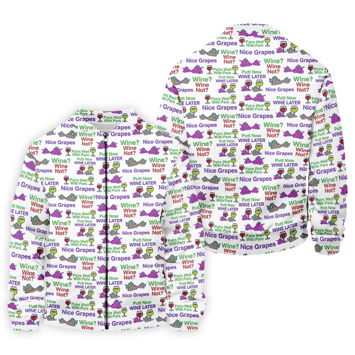 Wine Lover Golf Shirt, Grape Humor Print, Golf Shirts For Men