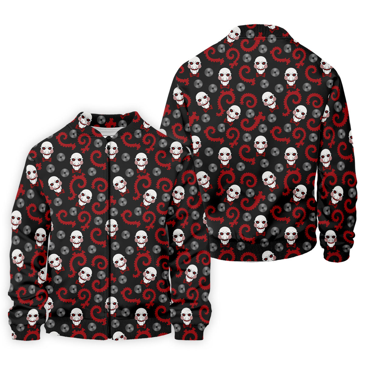 Creepy Puppet Spiral Halloween Golf Polo Shirt, Horror Character Shirt, Mens Golf Polo