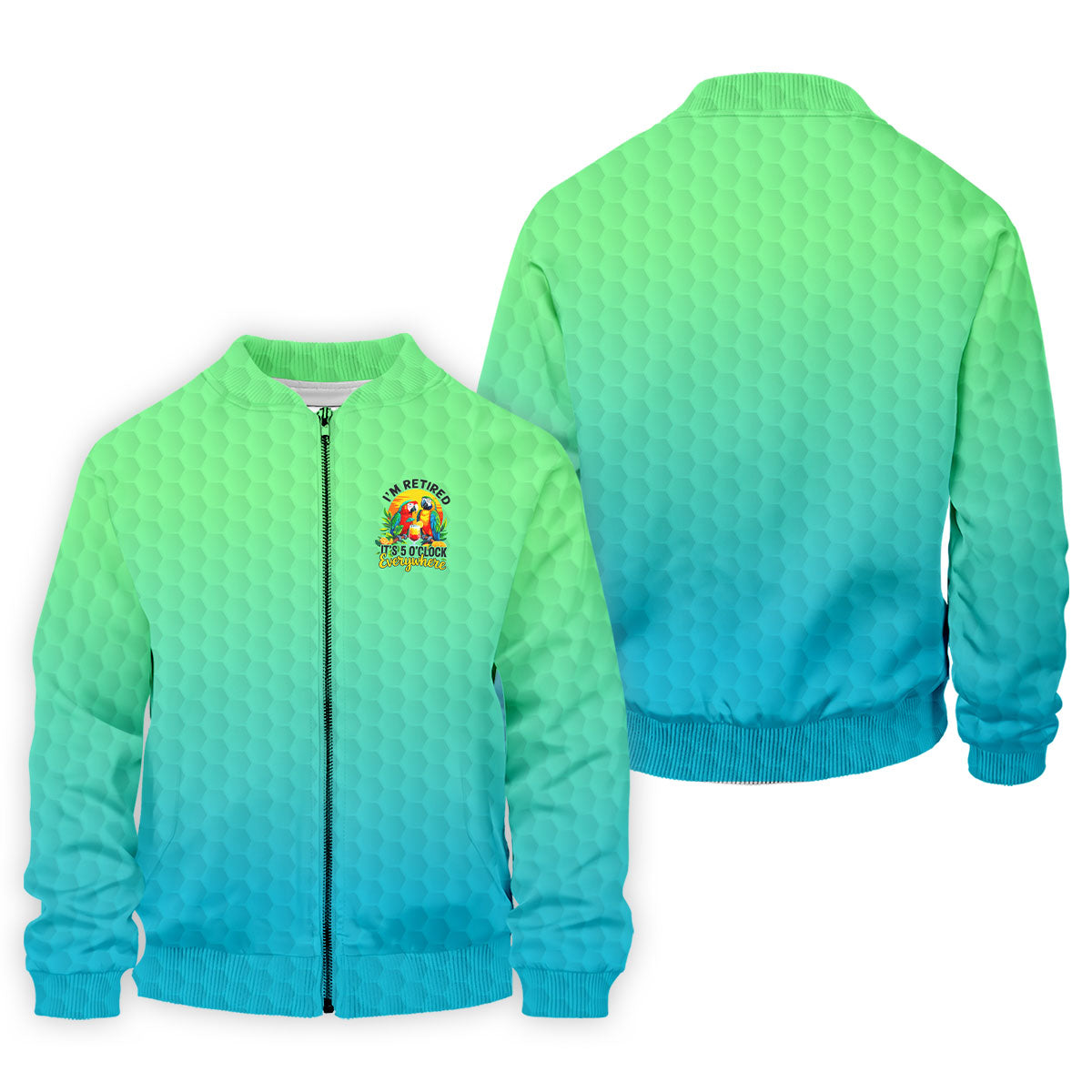 Tropical Retired Parrot Cocktail Golf Polo Shirt, Golf Shirts For Men, Printed Golf Shirts