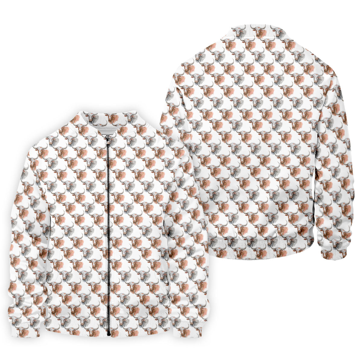 Longhorn Watercolor Pattern Golf Polo Shirt, Golf Apparel For Men, Hawaiian Golf Shirt