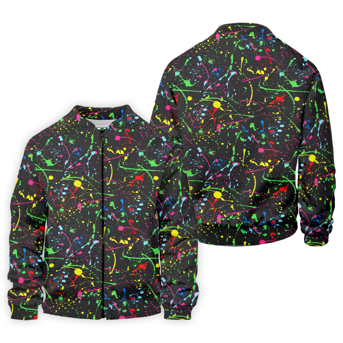 Neon Paint Splatter Pattern Hawaiian Golf Shirt, Golf Shirts For Men, Polo Shirts For Men