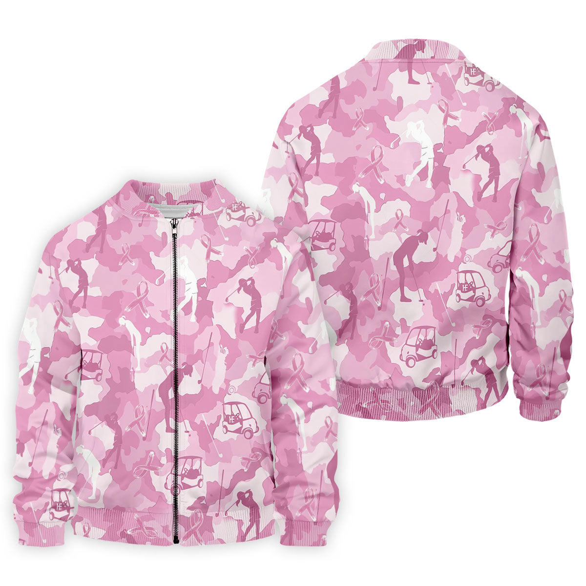Pink Camo Golfer Breast Cancer Ribbon Polo Shirt, Golf Shirts For Men, Mens Golf Apparel