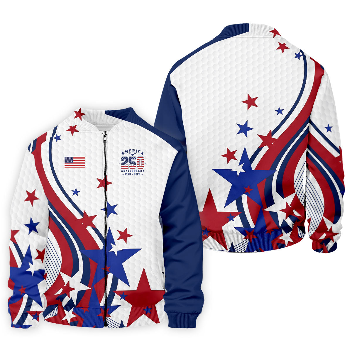 Red White Blue Stars And Stripes Patriotic 4th Of July Golf Shirt, 250 Years Golf Shirts For Men