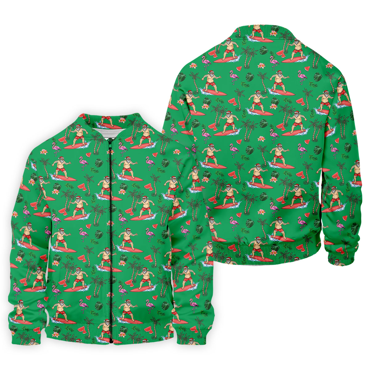 Surfing Santa Tropical Beach Golf Polo Shirt, Christmas Golf Shirt, Printed Golf Shirts, Golf Apparel For Men
