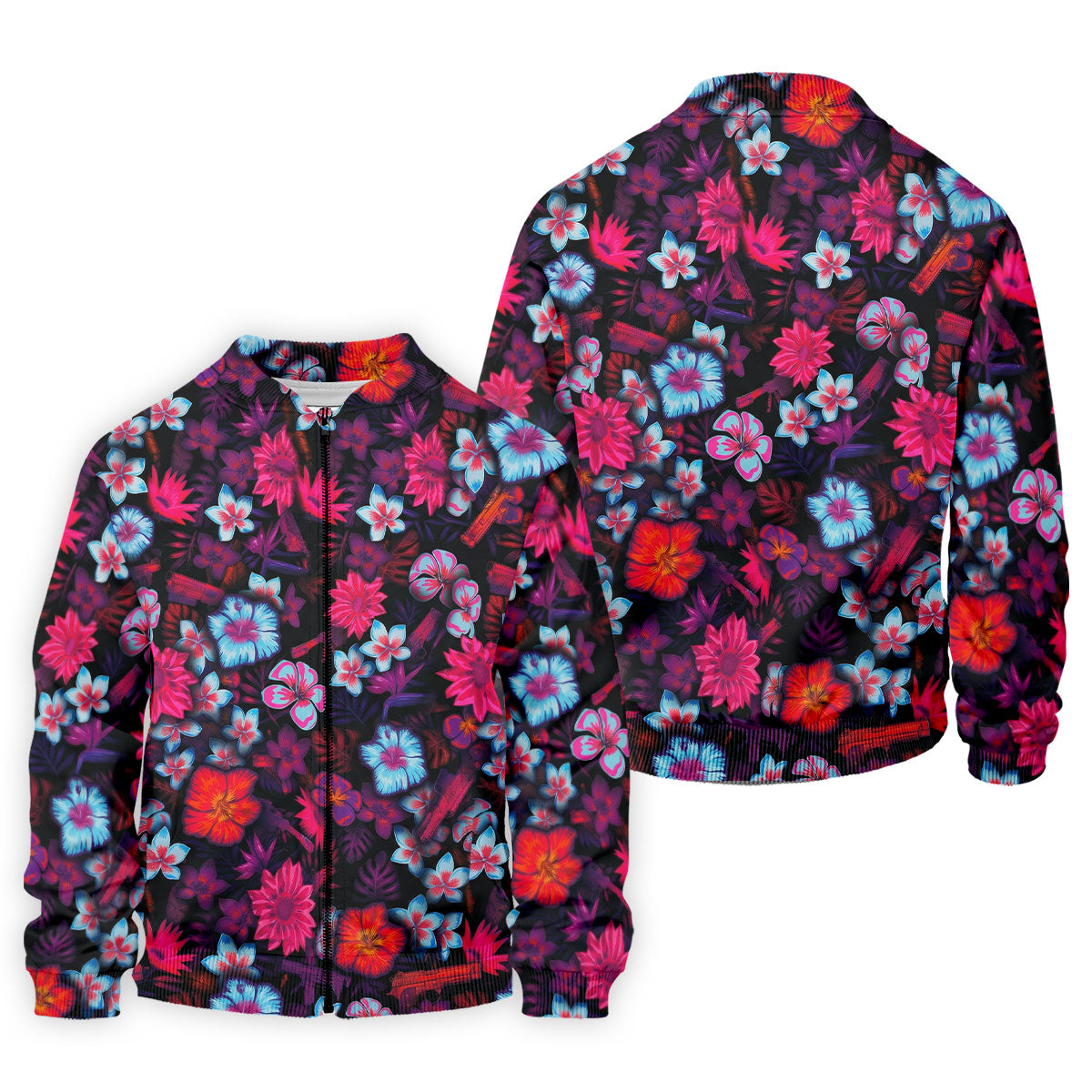 Colorful Hibiscus Tropical Floral Hawaiian Golf Shirt, Summer Vibe Golf Shirts For Men