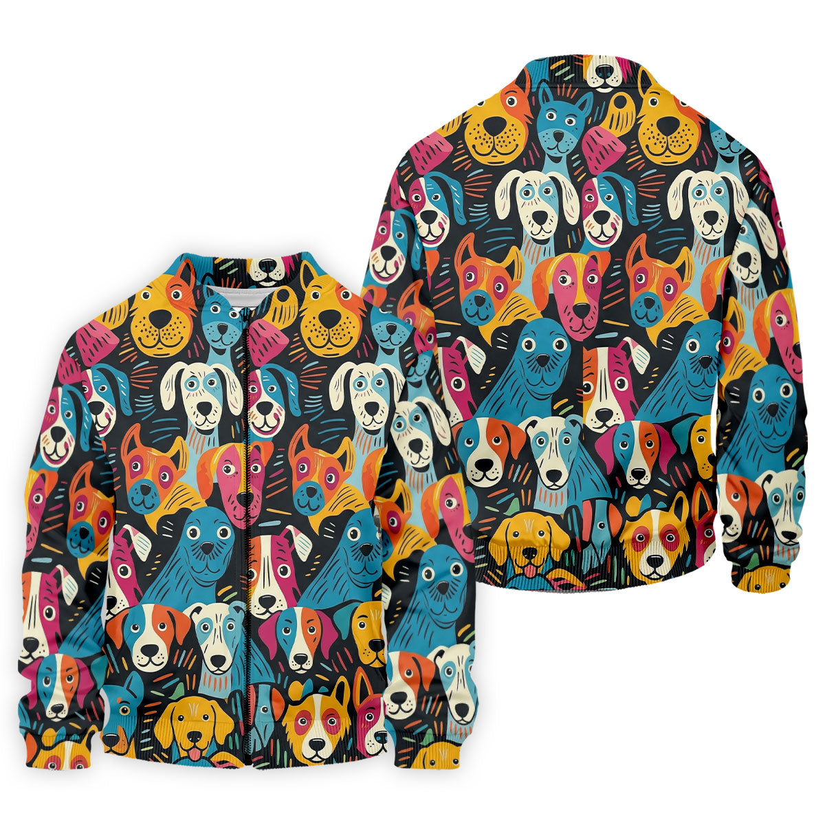 Happy Dog Faces Hawaiian Golf Shirt, Funny Golf Shirt, Abstract Animal Golf Shirts For Men