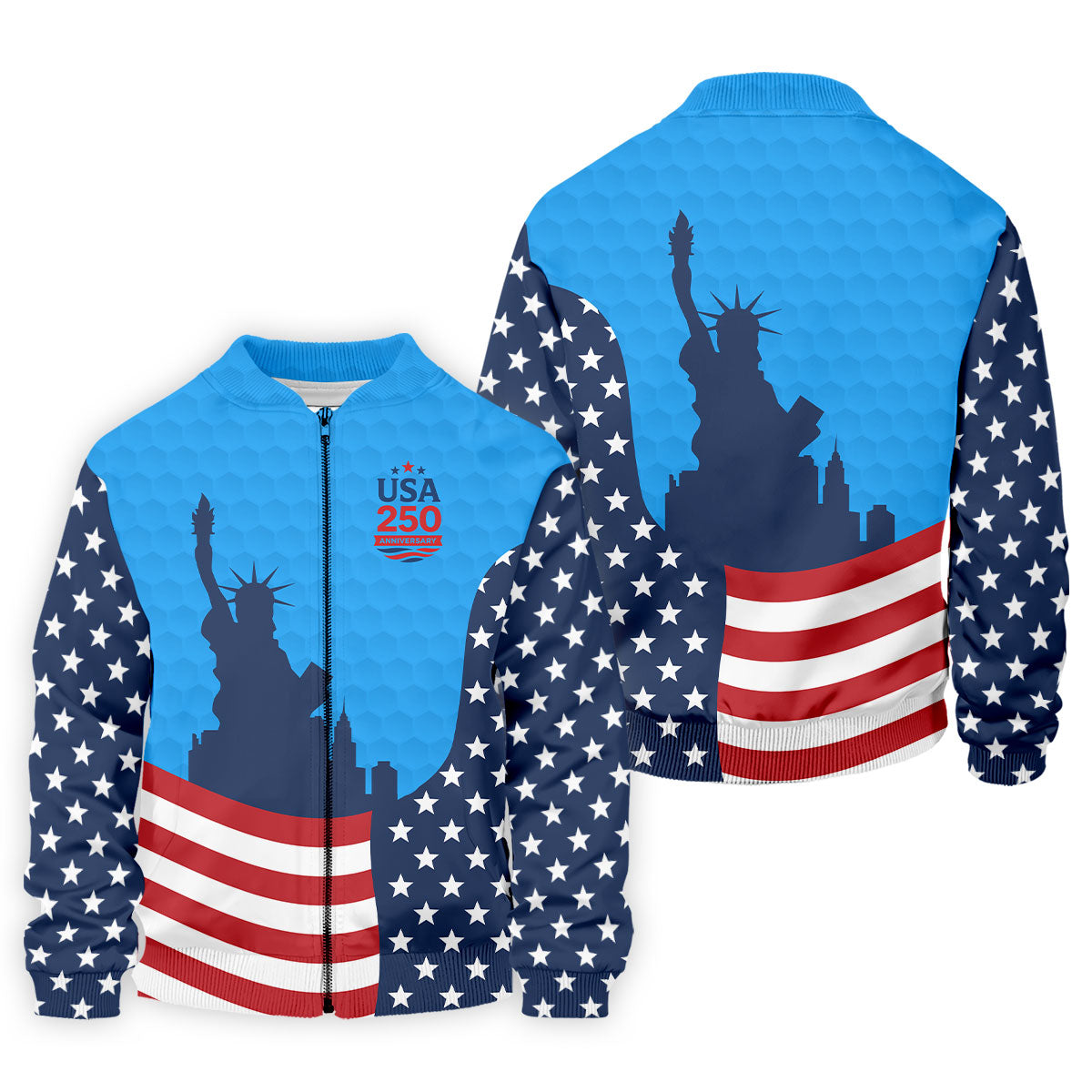 USA 250 Anniversary Statue Of Liberty Blue Golf Shirt, Patriotic Golf Shirt, 4th Of July Golf Shirts For Men